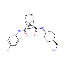 NC[C@H]1CC[C@H](NC(=O)[C@H]2[C@H](C(=O)Nc3ccc(Br)cc3)[C@@H]3C=C[C@H]2C32CC2)CC1 ZINC000653747981