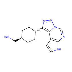 NC[C@H]1CC[C@H](c2nnn3cnc4[nH]ccc4c23)CC1 ZINC001772616415