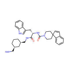 NC[C@H]1CCC[C@@H](CNC(=O)[C@H](Cc2c[nH]c3ccccc23)NC(=O)N2CCC3(C=Cc4ccccc43)CC2)C1 ZINC000026273241