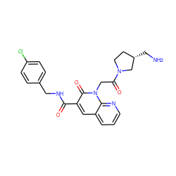 NC[C@H]1CCN(C(=O)Cn2c(=O)c(C(=O)NCc3ccc(Cl)cc3)cc3cccnc32)C1 ZINC000221766372