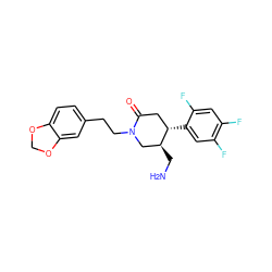 NC[C@H]1CN(CCc2ccc3c(c2)OCO3)C(=O)C[C@@H]1c1cc(F)c(F)cc1F ZINC000169312428