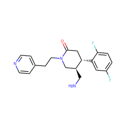 NC[C@H]1CN(CCc2ccncc2)C(=O)C[C@@H]1c1cc(F)ccc1F ZINC000169312416