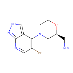 NC[C@H]1CN(c2c(Br)cnc3n[nH]cc23)CCO1 ZINC000039001861