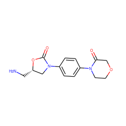 NC[C@H]1CN(c2ccc(N3CCOCC3=O)cc2)C(=O)O1 ZINC000034874836