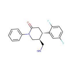 NC[C@H]1CN(c2ccccc2)C(=O)C[C@@H]1c1cc(F)ccc1F ZINC000169312394