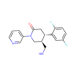 NC[C@H]1CN(c2cccnc2)C(=O)C[C@@H]1c1cc(F)ccc1F ZINC000169312406