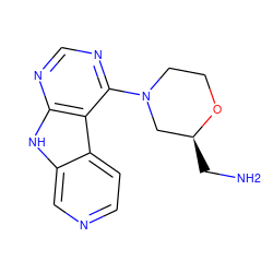 NC[C@H]1CN(c2ncnc3[nH]c4cnccc4c23)CCO1 ZINC000059127404