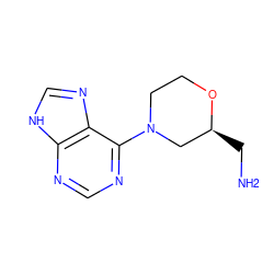 NC[C@H]1CN(c2ncnc3[nH]cnc23)CCO1 ZINC000039001860