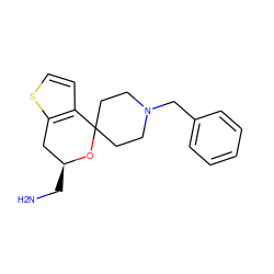 NC[C@H]1Cc2sccc2C2(CCN(Cc3ccccc3)CC2)O1 ZINC000053226518