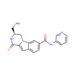 NC[C@H]1Cn2c(cc3ccc(C(=O)Nc4cccnc4)cc32)C(=O)N1 ZINC000029125336