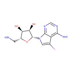 NC[C@H]1O[C@@H](n2cc(I)c3c(N)ncnc32)[C@H](O)[C@@H]1O ZINC000013809475