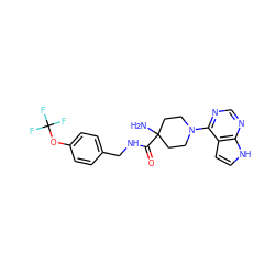 NC1(C(=O)NCc2ccc(OC(F)(F)F)cc2)CCN(c2ncnc3[nH]ccc23)CC1 ZINC000084405621