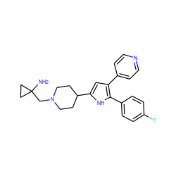 NC1(CN2CCC(c3cc(-c4ccncc4)c(-c4ccc(F)cc4)[nH]3)CC2)CC1 ZINC000028473747