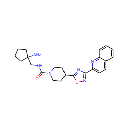 NC1(CNC(=O)N2CCC(c3nc(-c4ccc5ccccc5n4)no3)CC2)CCCC1 ZINC000072179677