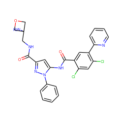 NC1(CNC(=O)c2cc(NC(=O)c3cc(-c4ccccn4)c(Cl)cc3Cl)n(-c3ccccc3)n2)COC1 ZINC001772569836