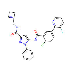 NC1(CNC(=O)c2cc(NC(=O)c3cc(-c4ncccc4F)ccc3Cl)n(-c3ccccc3)n2)CCC1 ZINC001772622965