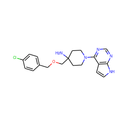 NC1(COCc2ccc(Cl)cc2)CCN(c2ncnc3[nH]ccc23)CC1 ZINC000038279188