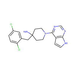 NC1(Cc2cc(Cl)ccc2Cl)CCN(c2ncnc3[nH]ccc23)CC1 ZINC000045390451