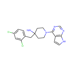 NC1(Cc2ccc(Cl)cc2Cl)CCN(c2ncnc3[nH]ccc23)CC1 ZINC000045356413