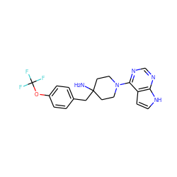 NC1(Cc2ccc(OC(F)(F)F)cc2)CCN(c2ncnc3[nH]ccc23)CC1 ZINC000045358282