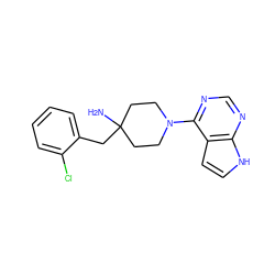 NC1(Cc2ccccc2Cl)CCN(c2ncnc3[nH]ccc23)CC1 ZINC000045354918