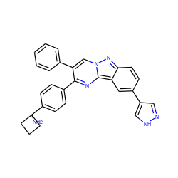 NC1(c2ccc(-c3nc4c5cc(-c6cn[nH]c6)ccc5nn4cc3-c3ccccc3)cc2)CCC1 ZINC000143450471