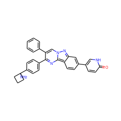 NC1(c2ccc(-c3nc4c5ccc(-c6ccc(=O)[nH]c6)cc5nn4cc3-c3ccccc3)cc2)CCC1 ZINC000150241558