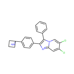 NC1(c2ccc(-c3nc4cc(Cl)c(Cl)cn4c3-c3ccccc3)cc2)CCC1 ZINC000168213014