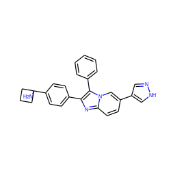 NC1(c2ccc(-c3nc4ccc(-c5cn[nH]c5)cn4c3-c3ccccc3)cc2)CCC1 ZINC000113654906