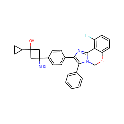 NC1(c2ccc(-c3nc4n(c3-c3ccccc3)COc3cccc(F)c3-4)cc2)CC(O)(C2CC2)C1 ZINC000169703854