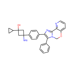 NC1(c2ccc(-c3nc4n(c3-c3ccccc3)COc3cccnc3-4)cc2)CC(O)(C2CC2)C1 ZINC000169703879