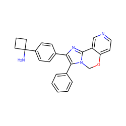 NC1(c2ccc(-c3nc4n(c3-c3ccccc3)COc3ccncc3-4)cc2)CCC1 ZINC000169703885