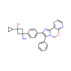 NC1(c2ccc(-c3nc4n(c3-c3ccccc3)COc3nccnc3-4)cc2)CC(O)(C2CC2)C1 ZINC000169703892