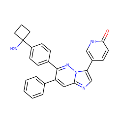 NC1(c2ccc(-c3nn4c(-c5ccc(=O)[nH]c5)cnc4cc3-c3ccccc3)cc2)CCC1 ZINC000114025753