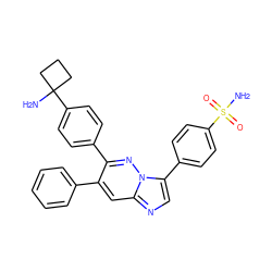 NC1(c2ccc(-c3nn4c(-c5ccc(S(N)(=O)=O)cc5)cnc4cc3-c3ccccc3)cc2)CCC1 ZINC000114037410