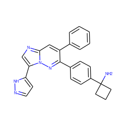 NC1(c2ccc(-c3nn4c(-c5ccn[nH]5)cnc4cc3-c3ccccc3)cc2)CCC1 ZINC000146849036