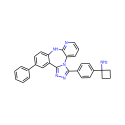 NC1(c2ccc(-c3nnc4n3-c3cccnc3Nc3ccc(-c5ccccc5)cc3-4)cc2)CCC1 ZINC000096174159