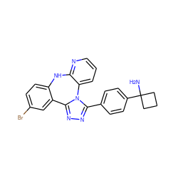 NC1(c2ccc(-c3nnc4n3-c3cccnc3Nc3ccc(Br)cc3-4)cc2)CCC1 ZINC000096174154