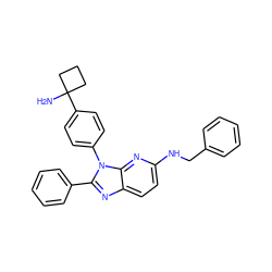 NC1(c2ccc(-n3c(-c4ccccc4)nc4ccc(NCc5ccccc5)nc43)cc2)CCC1 ZINC000169705900