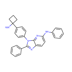 NC1(c2ccc(-n3c(-c4ccccc4)nc4ccc(Nc5ccccc5)nc43)cc2)CCC1 ZINC000169705901