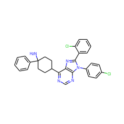 NC1(c2ccccc2)CCC(c2ncnc3c2nc(-c2ccccc2Cl)n3-c2ccc(Cl)cc2)CC1 ZINC001772575942