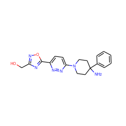 NC1(c2ccccc2)CCN(c2ccc(-c3nc(CO)no3)nn2)CC1 ZINC001772641001