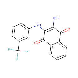 NC1=C(Nc2cccc(C(F)(F)F)c2)C(=O)c2ccccc2C1=O ZINC000004955876