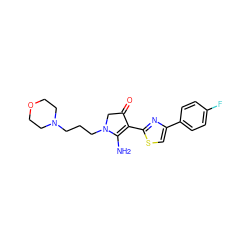 NC1=C(c2nc(-c3ccc(F)cc3)cs2)C(=O)CN1CCCN1CCOCC1 ZINC000025355383