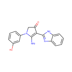 NC1=C(c2nc3ccccc3[nH]2)C(=O)CN1c1cccc(O)c1 ZINC000005009278