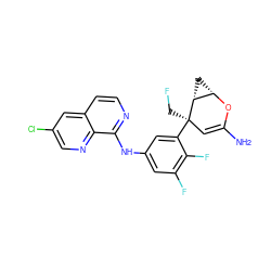 NC1=C[C@@](CF)(c2cc(Nc3nccc4cc(Cl)cnc34)cc(F)c2F)[C@@H]2C[C@@H]2O1 ZINC000473213441