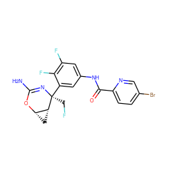 NC1=N[C@@](CF)(c2cc(NC(=O)c3ccc(Br)cn3)cc(F)c2F)[C@@H]2C[C@@H]2O1 ZINC000220649150