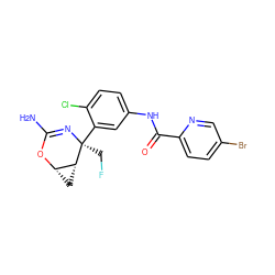 NC1=N[C@@](CF)(c2cc(NC(=O)c3ccc(Br)cn3)ccc2Cl)[C@@H]2C[C@@H]2O1 ZINC000226110040