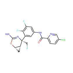 NC1=N[C@@](CF)(c2cc(NC(=O)c3ccc(Cl)cn3)cc(F)c2F)[C@@H]2C[C@@H]2O1 ZINC000225699775