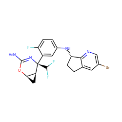 NC1=N[C@@](c2cc(N[C@H]3CCc4cc(Br)cnc43)ccc2F)(C(F)F)[C@H]2C[C@H]2O1 ZINC000226061009